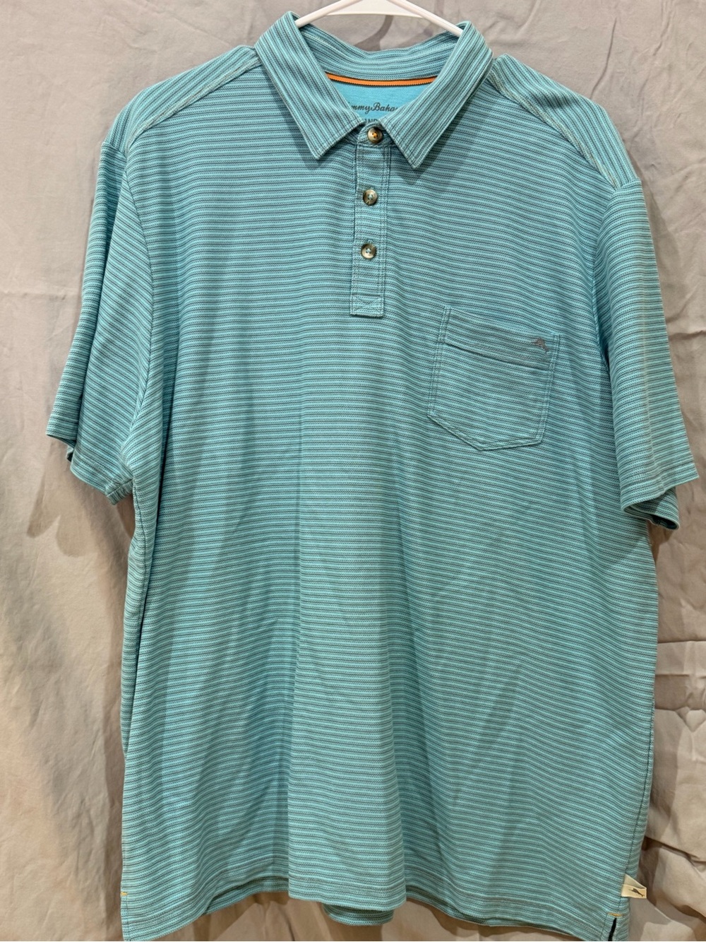Tommy Bahama Men’s Aqua-Stripe Polo in Seafoam